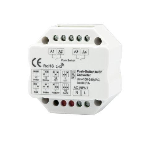 Sys-Pro 2-Push Input, ασύρματη έξοδος για δέκτη Switch/Dimm/CCT/ RGB/RGB+W, 100-240