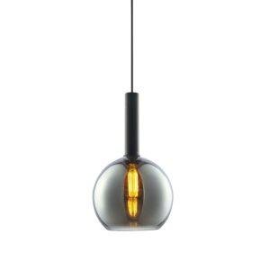 Pendelleuchte mit schwarzem Rundglas, E27, Ø25cm, ohne Leuchtmittel & Baldachin