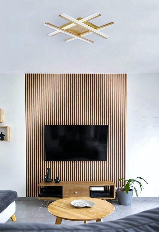 LED Wandleuchte MALLORCA Wood, 3-in-1 Weißtöne & Dimmbar mit 2.4GHz Fernbedienung