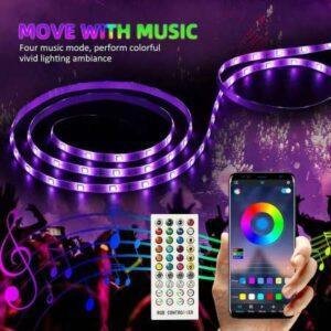 Σετ Ταινίας LED RGB 14.4W – 5m, Bluetooth Music Control, Τηλεχειριστήριο 44 πλήκτρων, App & Remote