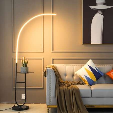 Φωτιστικό Δαπέδου LED CHICAGO με Τραπεζάκι, 13W, Dimmable, 3 Αποχρώσεις Λευκού, Μαύρο