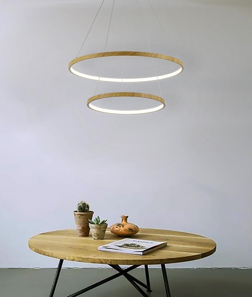 Κρεμαστό Φωτιστικό LED TOLEDO Ξύλο, 85W, 3 Αποχρώσεις Λευκού & Dimmable με Ασύρματο Τηλεχειριστήριο