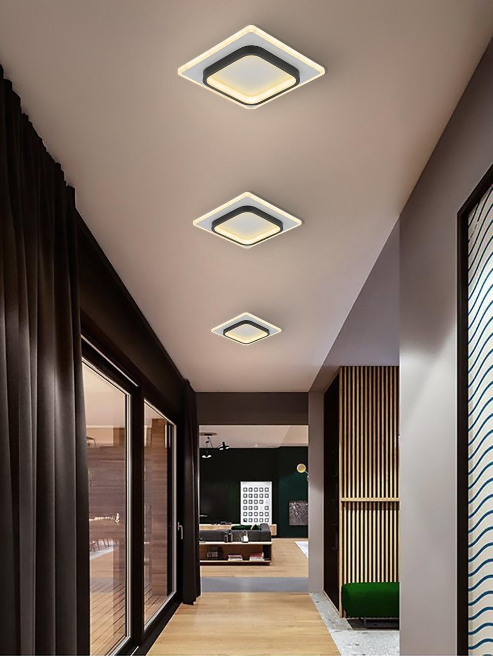 LED Deckenleuchte CAEN, 25W, 2500lm, 3 Lichtfarben per Schalter, Schwarz + Weiß