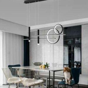 LED Hängeleuchte Lusena Black – 94W, 3 Weißtöne, Dimmbar mit kabelloser Fernbedienung