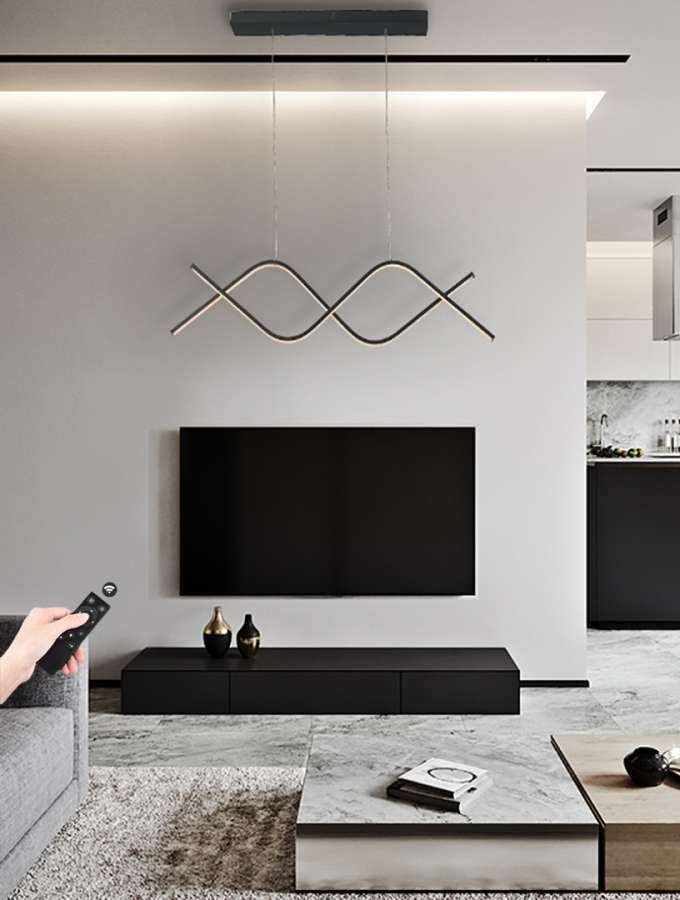 LED Φωτιστικό Οροφής Κρεμαστό LUGO Μαύρο Dimmable με Ασύρματο Τηλεχειριστήριο
