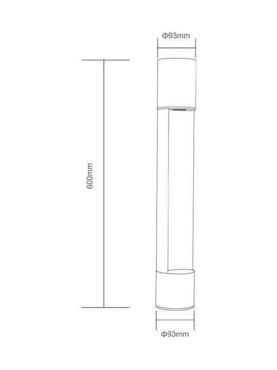 LED Pollerleuchte 7W COB Schwarz 3000K, 60 cm – Bild 3