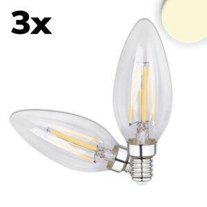 LED Λάμπες Κερί E14, 4W, Διαφανείς, Θερμό Λευκό, Σετ 3 Τεμαχίων