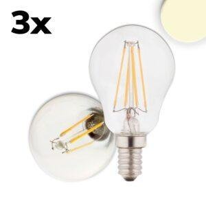 "Λάμπα LED E14, 4W, διαφανής, θερμό λευκό, σετ 3 τεμαχίων"