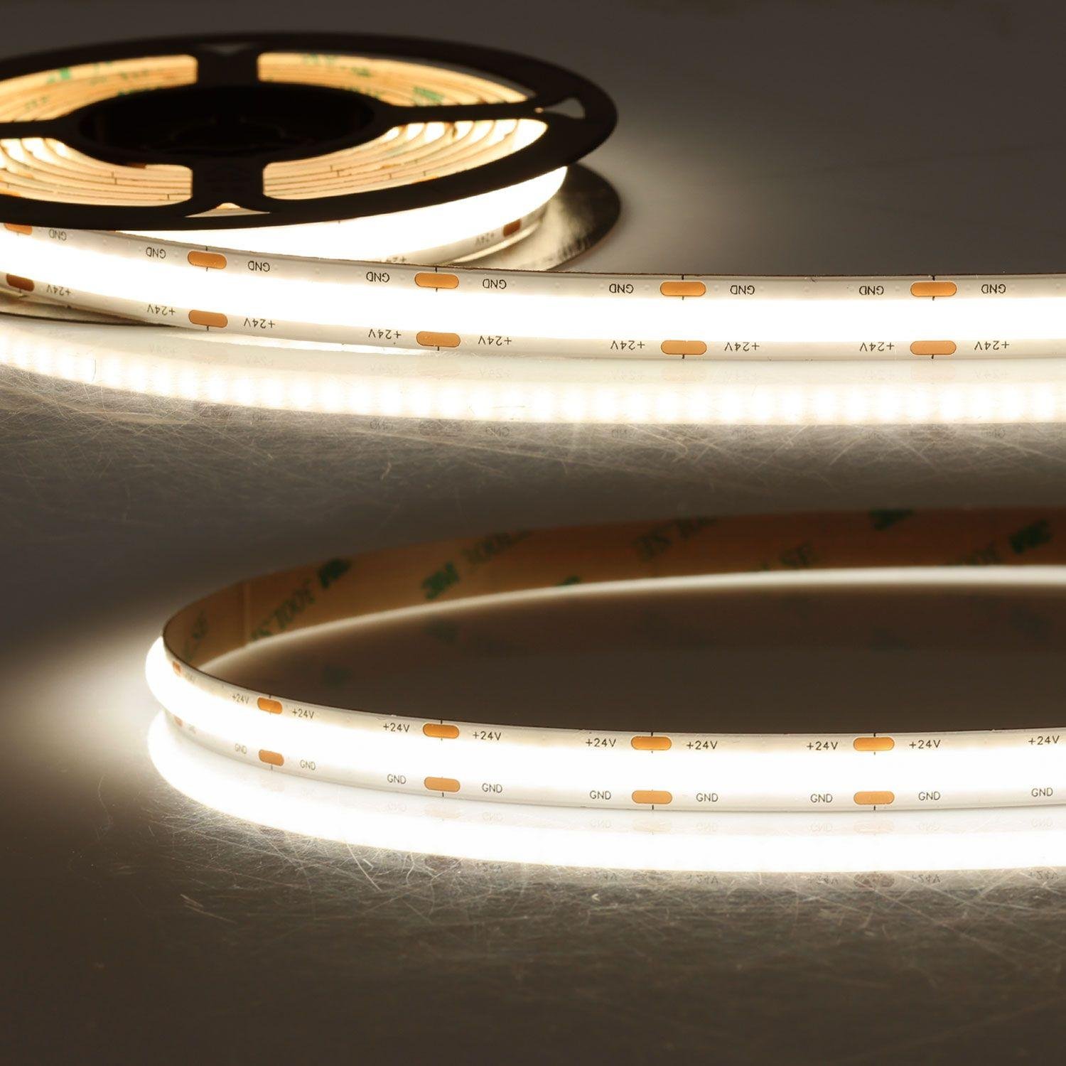 COB LED Streifen 24V Warmweiß 2700K, 14,4W/m, IP20, 5m