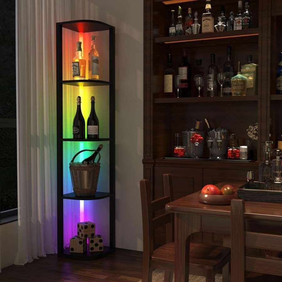Φωτιστικό LED & Ραφιέρα Δαπέδου HOUSTON BLACK με Τηλεχειριστήριο – CCT + RGB, 16W - Image 4