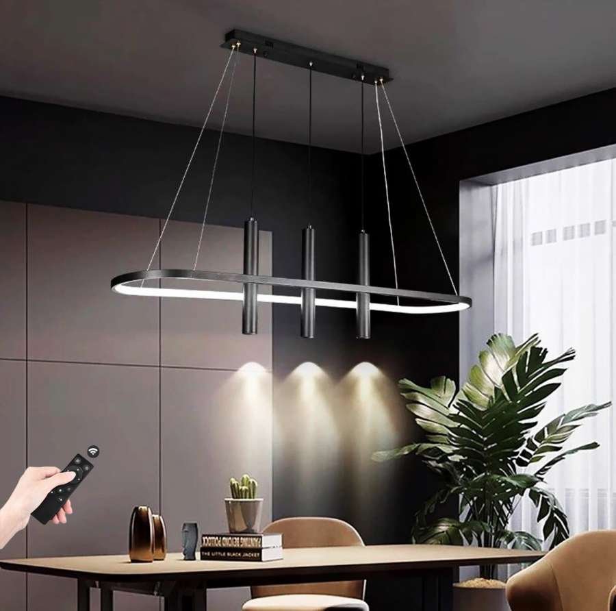 LED Pendelleuchte CADIZ BLACK – 73W, Dimmbar, 3 Lichtfarben, mit Funkfernbedienung