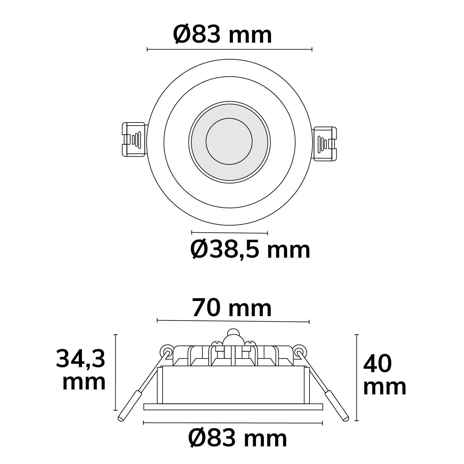 LED Einbaustrahler Vario-68, 6W, 60°, 2700|3000|4000|6000K, IP65, CRI90, schwarz – Bild 3