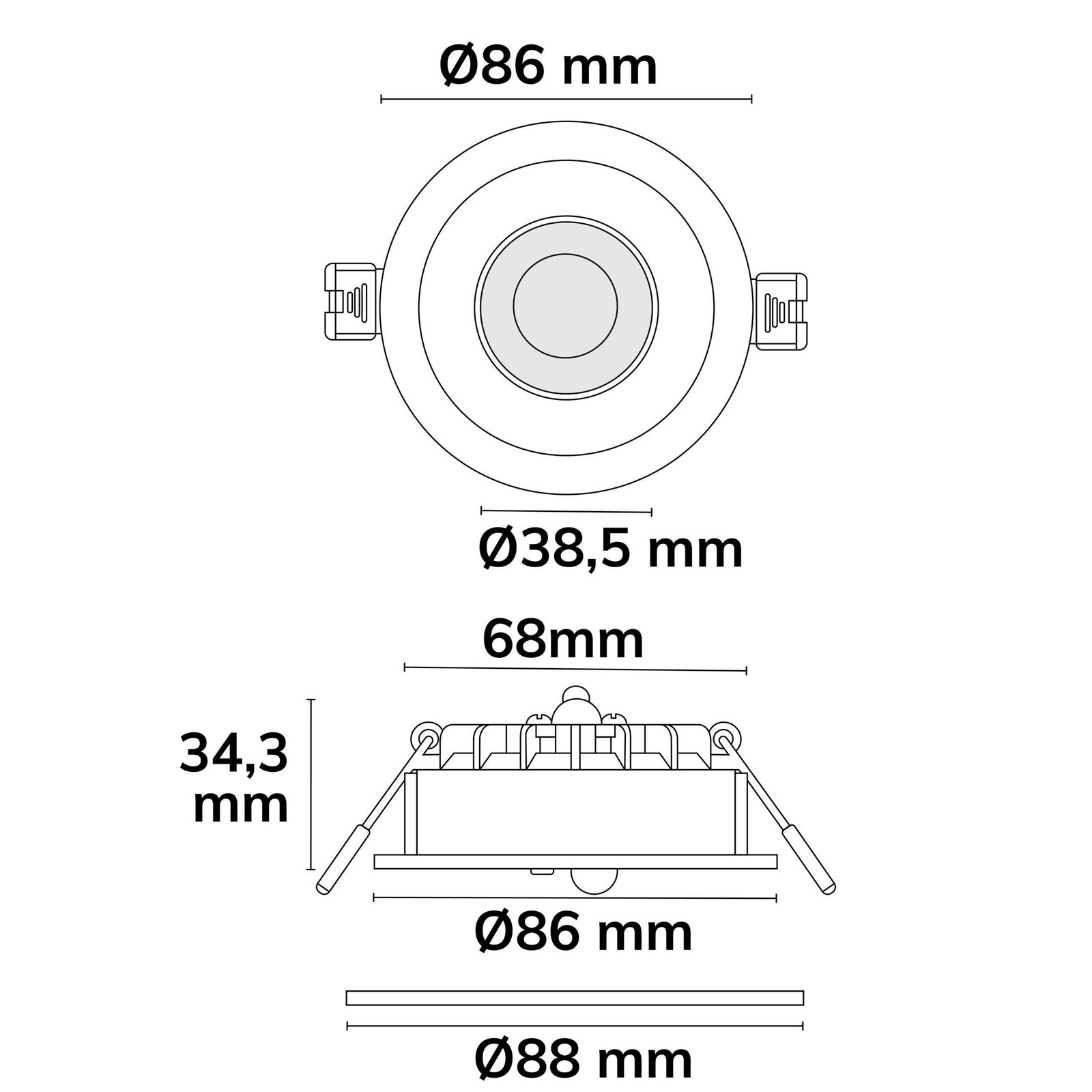 LED Einbaustrahler Vario-68, 6W, 60°, 2700|3000|4000|6000K, IP65, CRI90, chrom – Bild 2