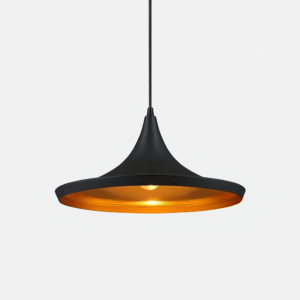 KOLDING Pendelleuchte E27 Schwarz/Gold – Ø360 mm – Produktansicht