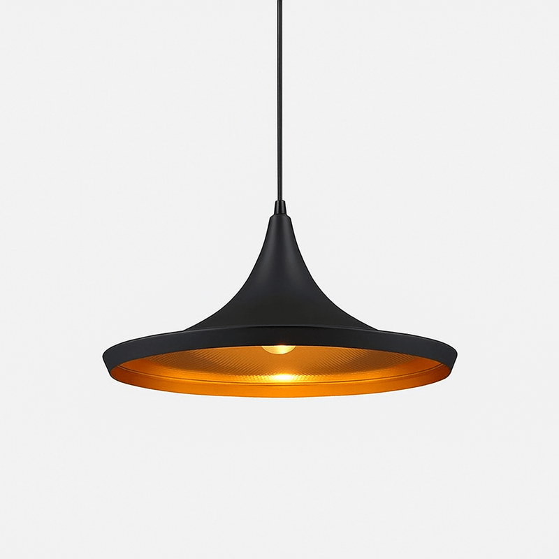 KOLDING Pendelleuchte E27 Schwarz/Gold – Ø360 mm – Produktansicht