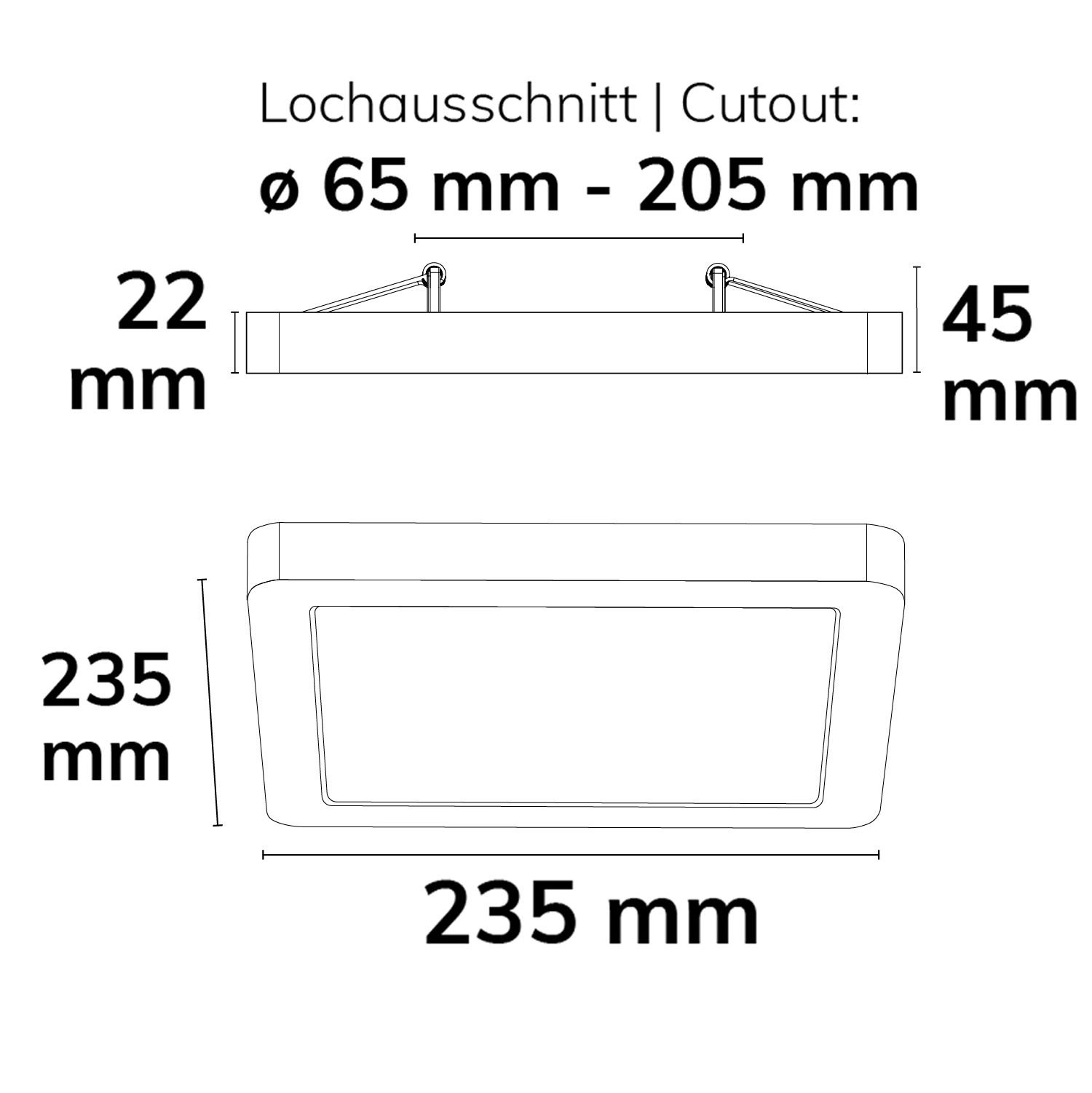 LED Panel Flex Pro 16W Weiß – Aufbau- & Einbauleuchte 235x235 mm, Dimmbar, 3000K-4000K, 120 lm/W – Bild 5