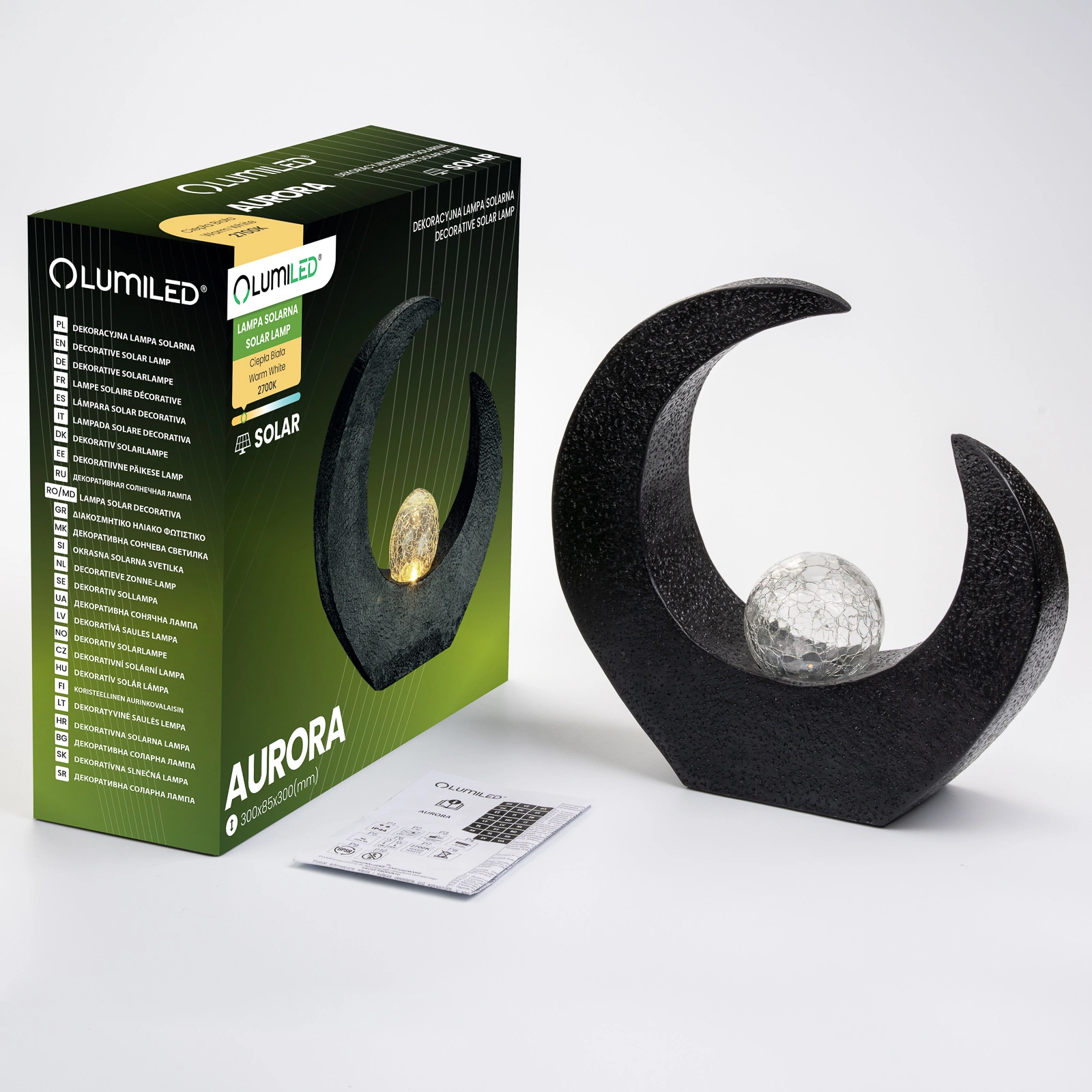 LED Solar Laterne AURORA IP44 2700K Warmweiß dekorative Gartenleuchte für Terrasse Balkon und Außenbereich