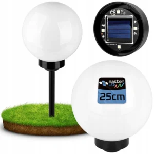 LED Solar Gartenkugelleuchte 25cm mit Dämmerungssensor IP44 Kaltweiß