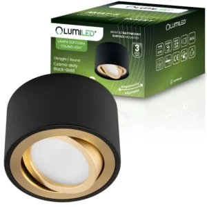 Anbauleuchte HALOGEN Spot beweglich AMAT-S INSERT Rund schwarz-gold 52mm LUMILED