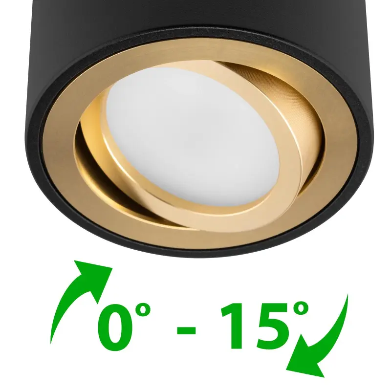 Anbauleuchte HALOGEN Spot beweglich AMAT-S INSERT Rund schwarz-gold 52mm LUMILED – Bild 4