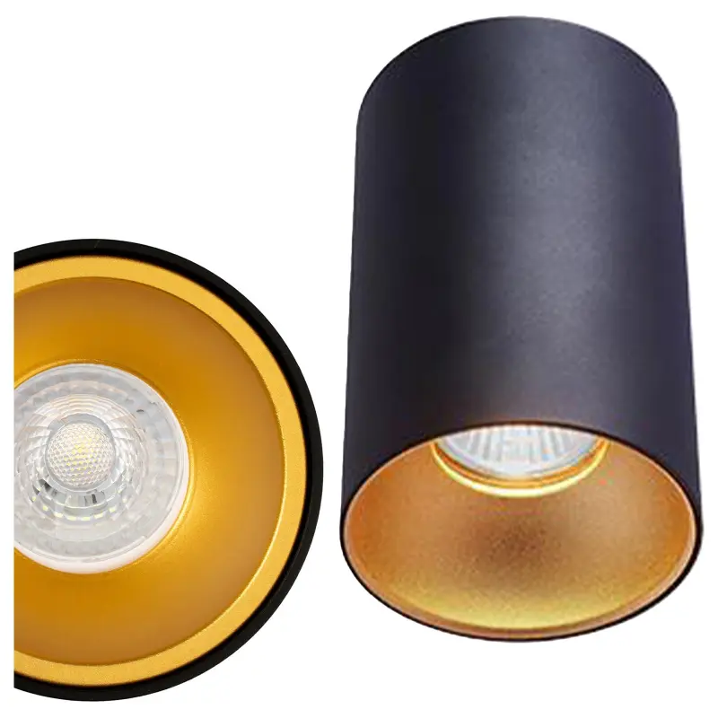 Aufputz-Halogenleuchte Aluminium SPOT TUBA für LED GU10 Schwarz - Gold
