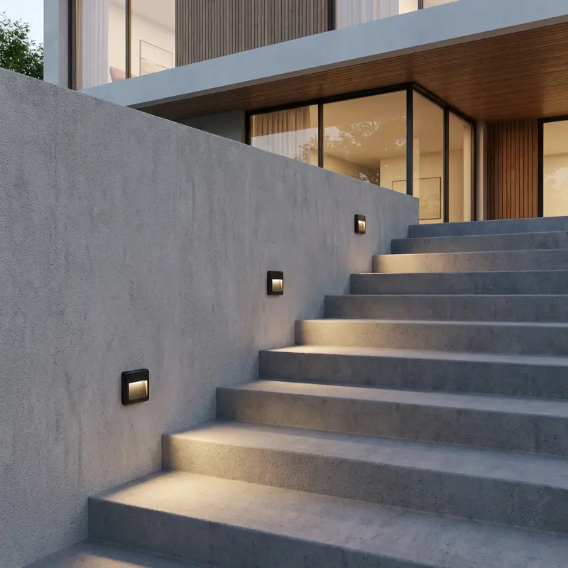 Außen Garten Treppe Wandleuchte CCT 3000-6500K LED 4W IP65 VIREO LUMILED, Seitenansicht