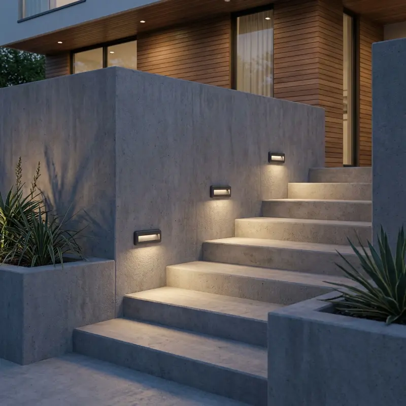 Außen Garten Treppe Wandleuchte CCT 3000-6500K LED 4W IP65 VIREO LUMILED, Seitenansicht