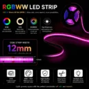 COB LED-Streifen 24V RGBWW 19W/m – 12mm, IP20, 5m, Schnitt 33mm – Produktansicht