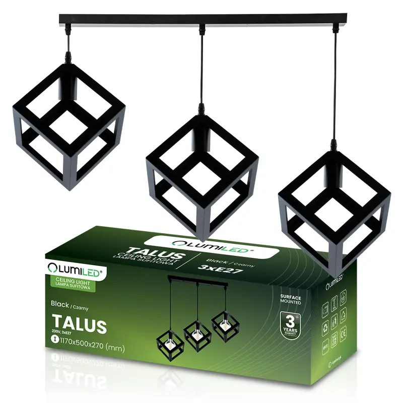 TALUS Decke Pendelleuchte Geometrischer Pendelwürfel für LED 3x E27 LUMILED