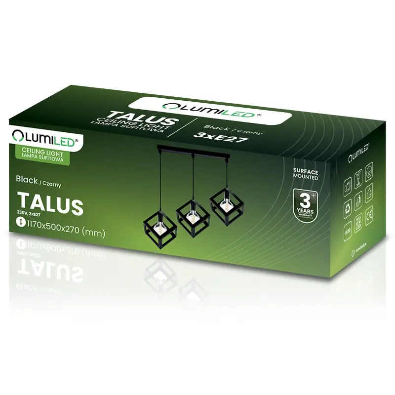 TALUS Decke Pendelleuchte Geometrischer Pendelwürfel für LED 3x E27 LUMILED – Bild 3