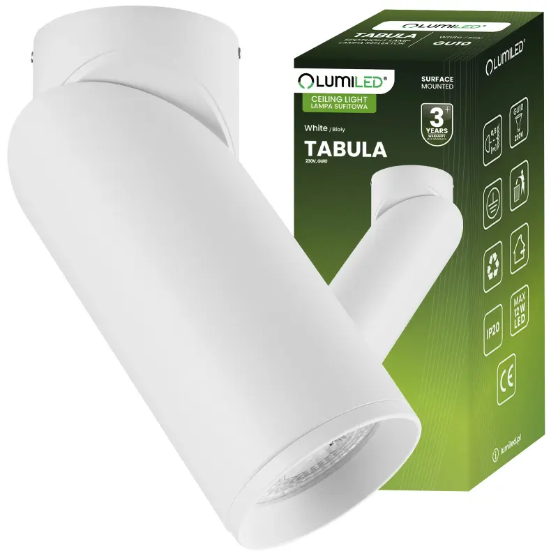 Deckenleuchte mit 1x GU10-Sockeln, Einbaustrahler HALOGEN schräg TABULA SPOT TUBA LUMILED