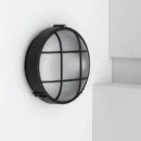 Außen-Deckenleuchte E27 IP44 Schwarz Ø220 mm mit Schutzgitter