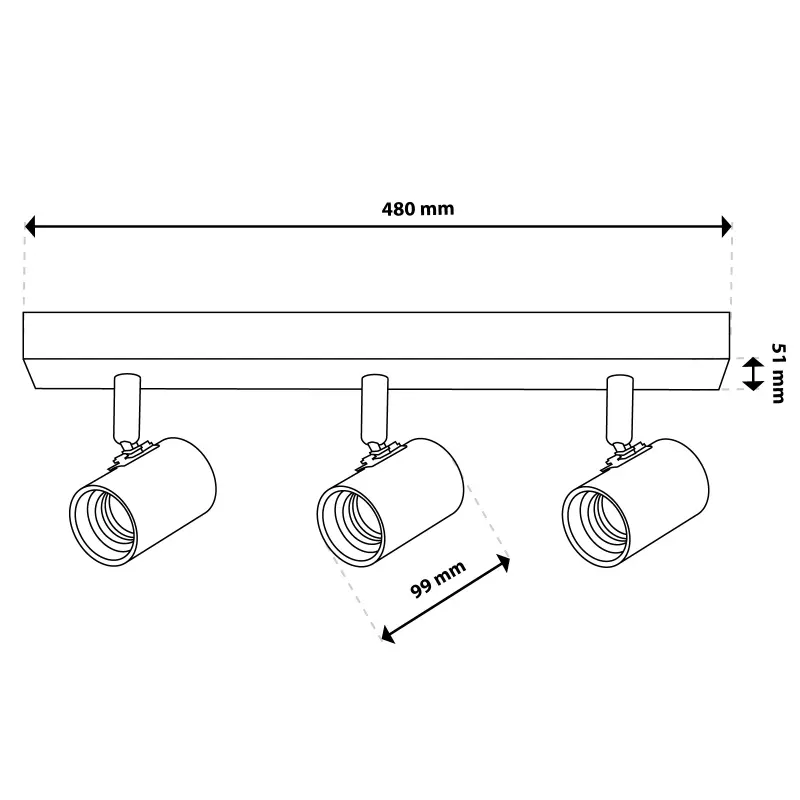 Deckenleuchte SPOT TUBA Reflektor Halogenleuchte 3x E27 GLASA LUMILED – Bild 6