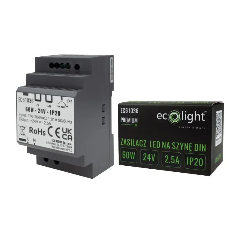 DIN-Schienen-Netzteil Ecolight Premium Line 60W 24V – Produktansicht