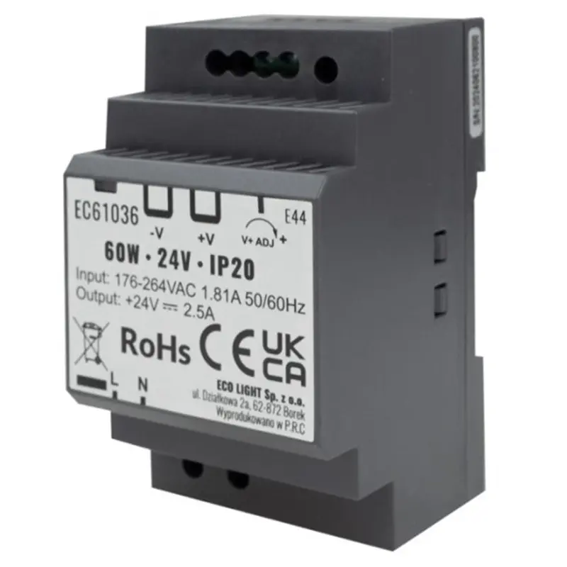 DIN-Schienen-Netzteil Ecolight Premium Line 60W 24V – Anschlussansicht