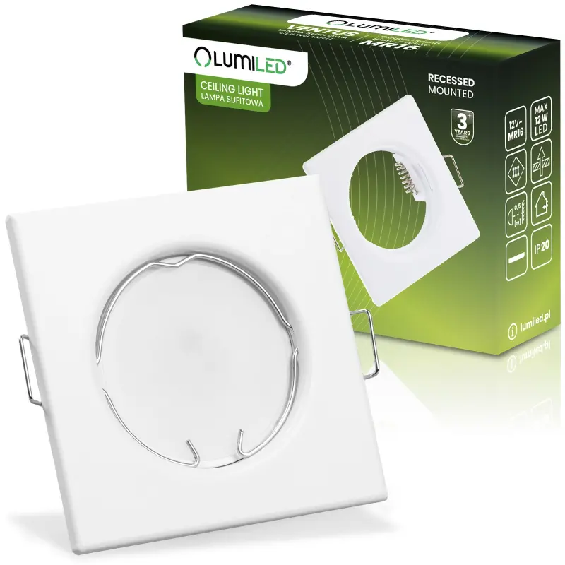 Einbaustrahler GU10, MR16 Einbauspot HALOGEN Quadrat Fest Weiß Blech PAVO LUMILED – Bild 3