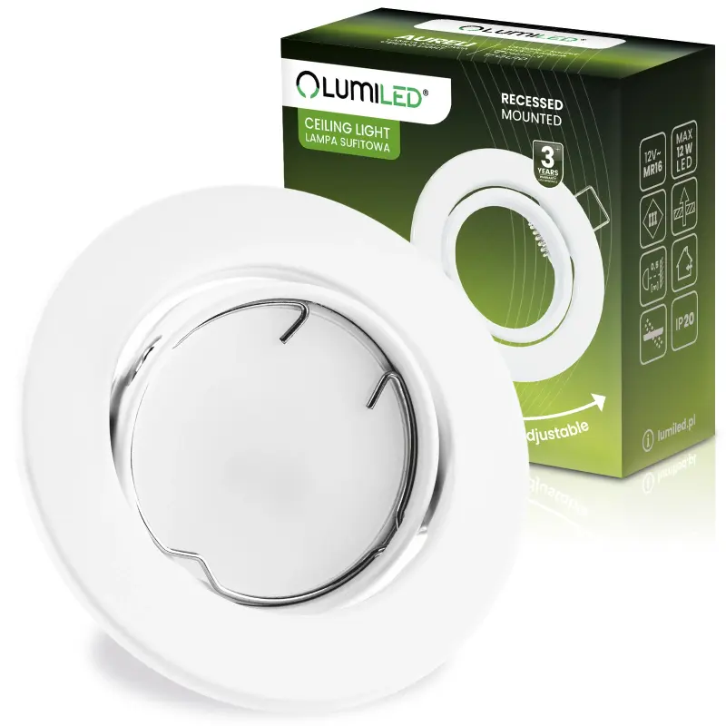 Einbaustrahler GU10, MR16 Einbauspot HALOGEN Runde beweglich Weiß Blech AURELI LUMILED