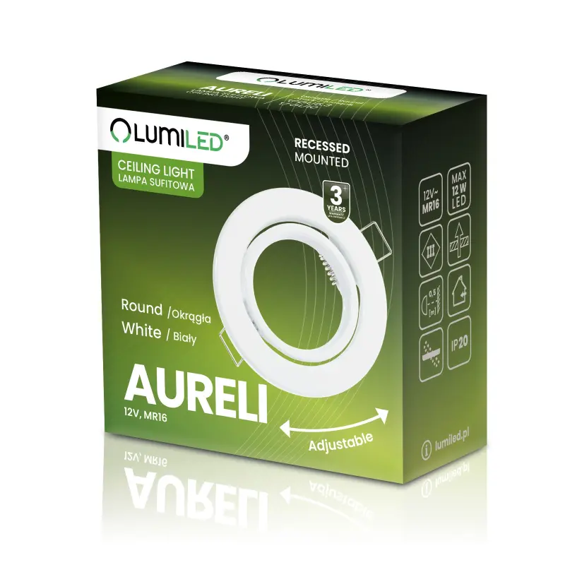Einbaustrahler GU10, MR16 Einbauspot HALOGEN Runde beweglich Weiß Blech AURELI LUMILED – Bild 3