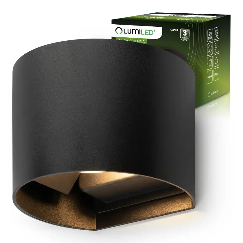 Garten Wandleuchte LED G9 Verstellbar Rund Oben Unten Schwarz PYXIS LUMILED