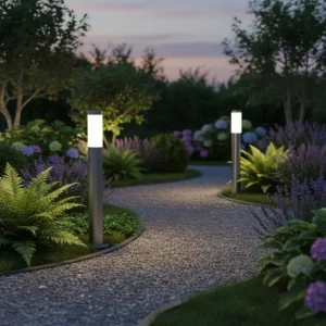 Gartenleuchte E27, Außenstehleuchte Pollerleuchte 65cm INOX LILIUM LUMILED