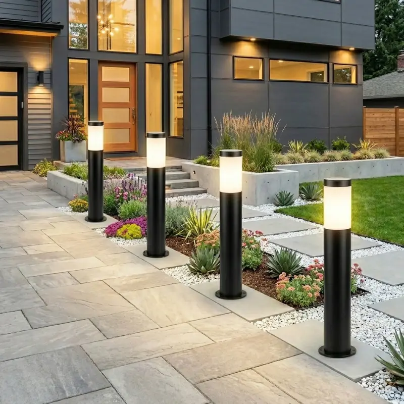 Gartenleuchte E27, Außenstehleuchte Pollerleuchte 65cm Schwarz LILIUM LUMILED – Bild 4