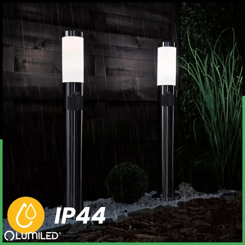 Gartenleuchte E27, Außenstehleuchte Pollerleuchte mit Steckdose 65cm 230V INOX LILIUM LUMILED – Bild 4