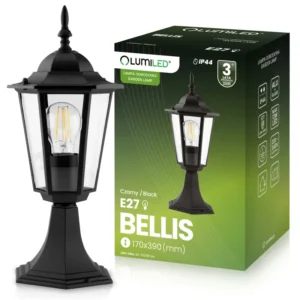 Gartenleuchte E27, Gartenlaterne 40cm Schwarz BELLIS LUMILED