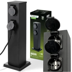 Gartenpfosten IBERI Outdoor Standing 230V 40cm 4x Netzsteckdose LUMILED
