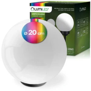 LUMILED ATRIS LED Solar-Gartenkugelleuchte RGB Ø20 cm – Dämmerungssensor, IP44