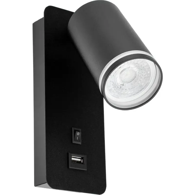 GU10 RING Wandleuchte mit USB und Schalter schwarz – Bild 4