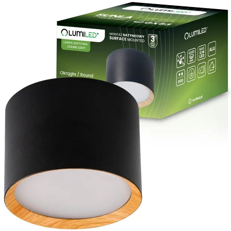 Halogen-Anbauleuchte Tuba Gx53 Spot Wandleuchte SUNLA Schwarz LUMILED