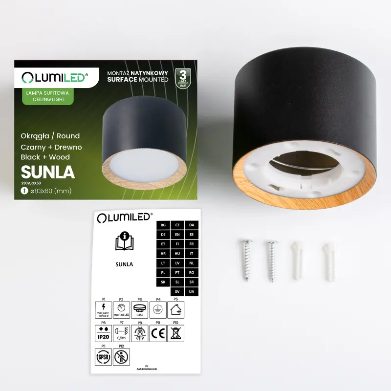 Halogen-Anbauleuchte Tuba Gx53 Spot Wandleuchte SUNLA Schwarz LUMILED – Bild 5