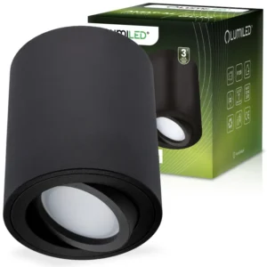 Halogen-Aufbauleuchte GU10, Aufbauspot 84mm beweglich Runde Tube Schwarz AMAT-M LUMILED