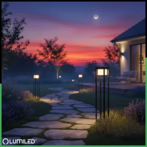 LED 12W 3000K 60cm Schwarz QUERCUS LUMILED Outdoor Standing Post Gartenlampe